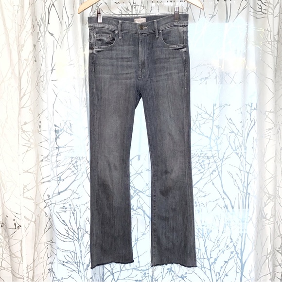 Mother gray black fan the flames insider ankle frey high waisted flare crop jean - Picture 5 of 16